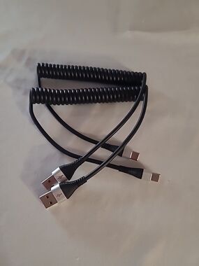 USB C Cable Fast Charging 2Pack 3ft Coiled USB A to Type C Charge Cord